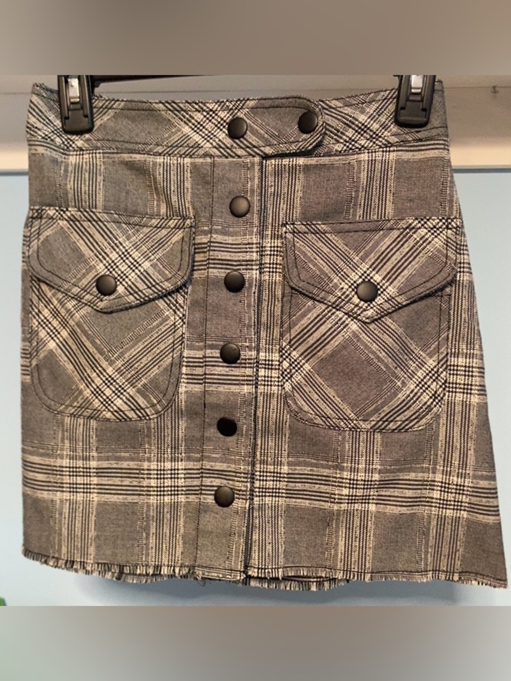 Urban Outfitters Plaid Button-Front Mini Skirt vintage preppy Y2K poly blend S/P